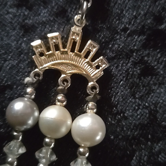 Made In Japan. Stunning Vintage Faux Pearl And Crystal 3-strand Necklace. - Picture 10 of 12